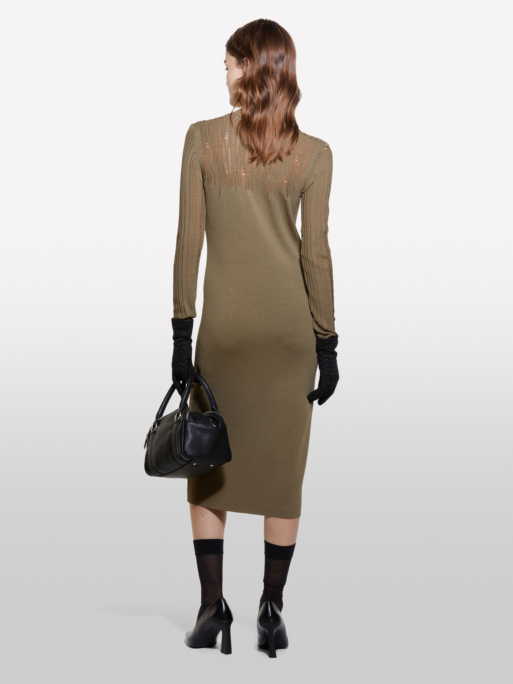 Vestito verde militare lungo in maglia Verde Militare Sisley