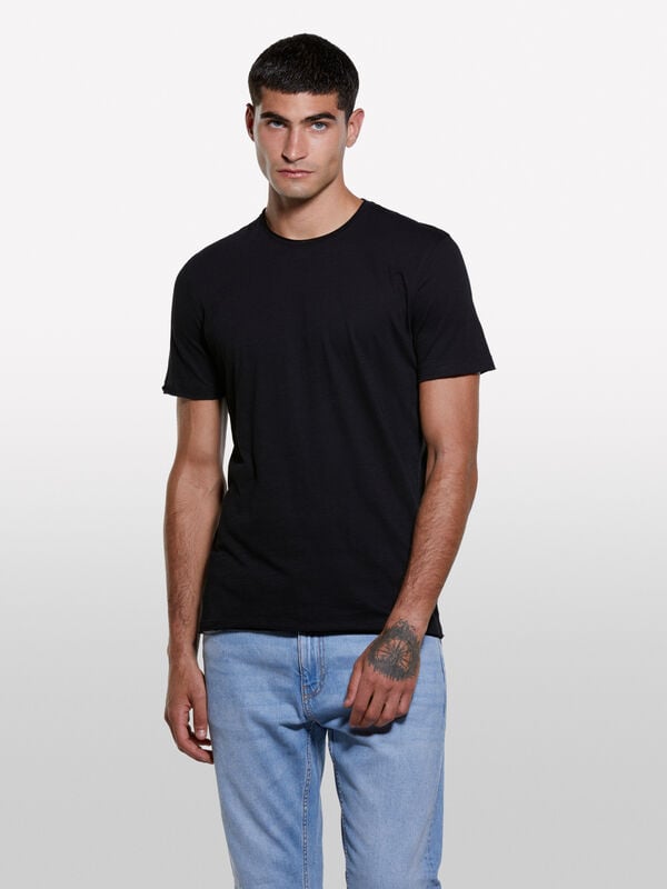 T-shirt a maniche corte slim fit nera - t-shirt a manica corta da uomo | Sisley