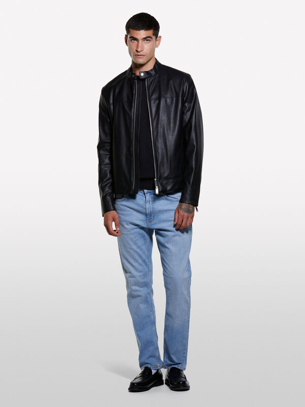 Biker nero slim fit - giacche e giubbotti da uomo | Sisley