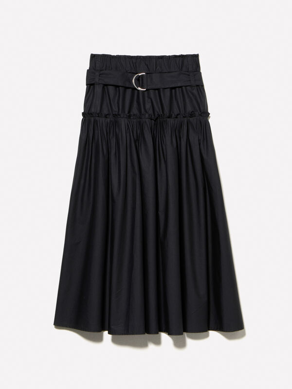 Gonna svasata nera con cintura - gonne midi, longuette donna | Sisley
