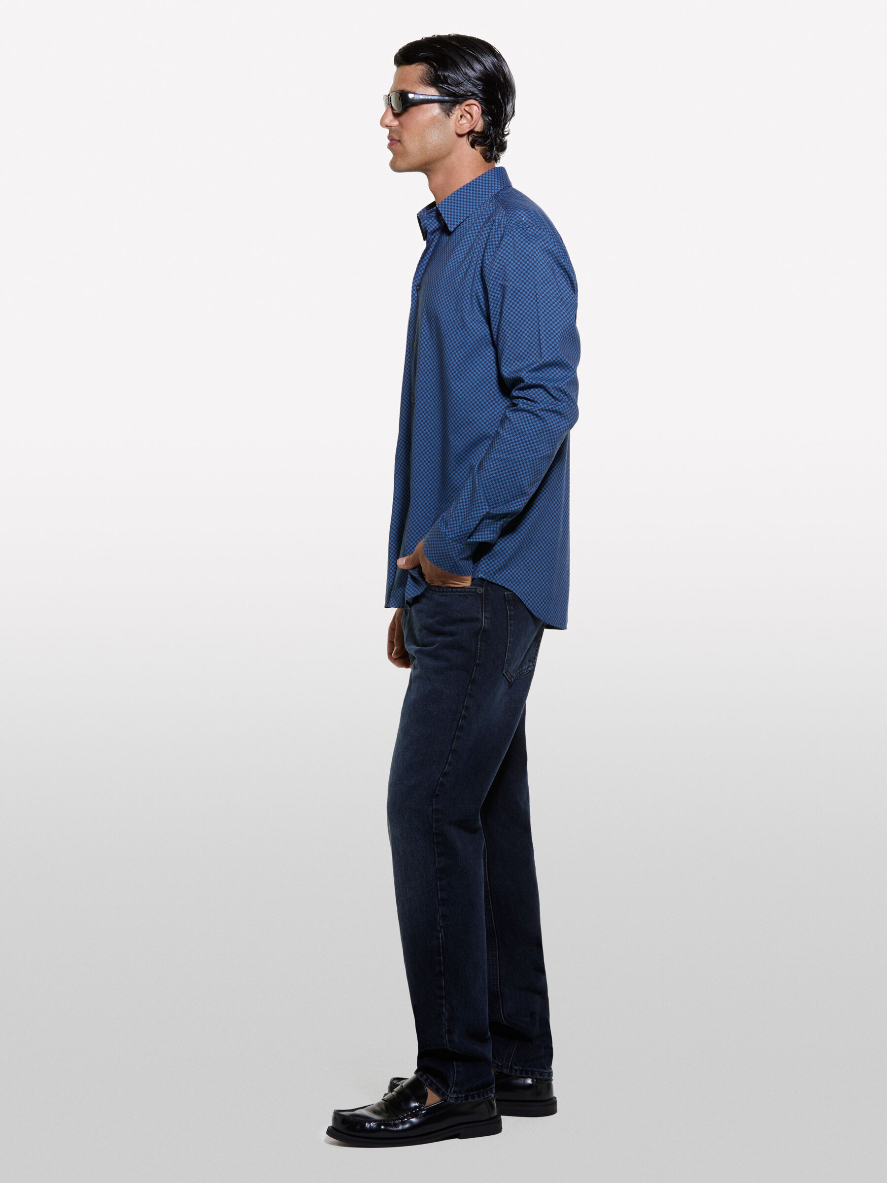 Camicia blu scuro micro fantasia Blu Scuro Sisley