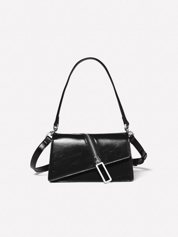 Borsa nera con cerniera - borse a tracolla e a spalla da donna | Sisley