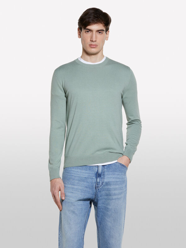 Maglia verde chiaro regular fit - maglie girocollo da uomo | Sisley
