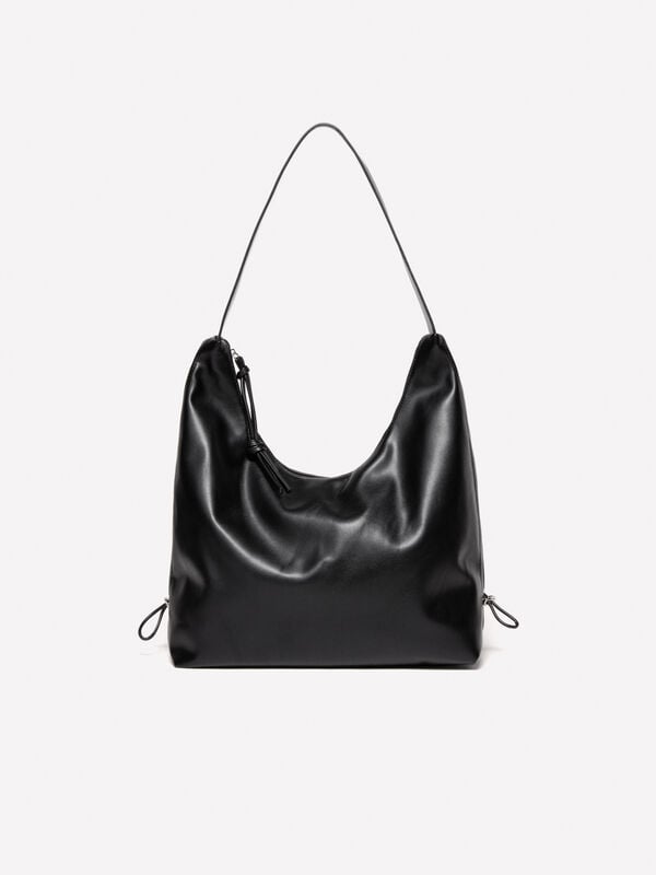 Borsa nera con coulisse Borsa nera con coulisse - borse tote bag da donna | Sisley