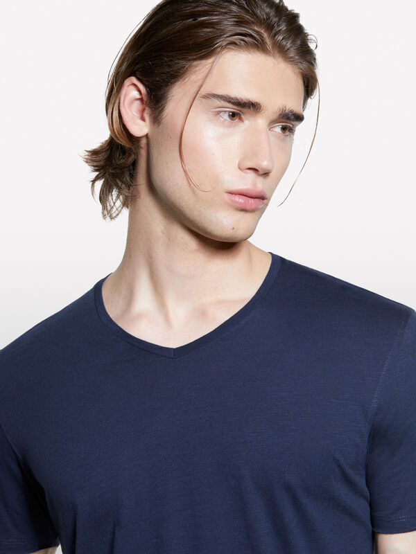 T-shirt slim fit blu scuro - t-shirt a manica corta da uomo | Sisley