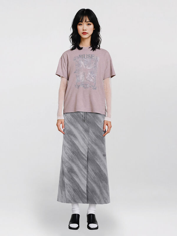 T-shirt rosa antico con maniche in pizzo - sisley k  t shirt manica lunga | Sisley K