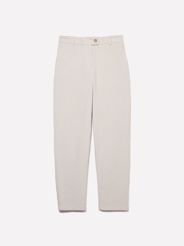 Joggers bianco panna in velluto a costine - pantaloni joggers da donna | Sisley
