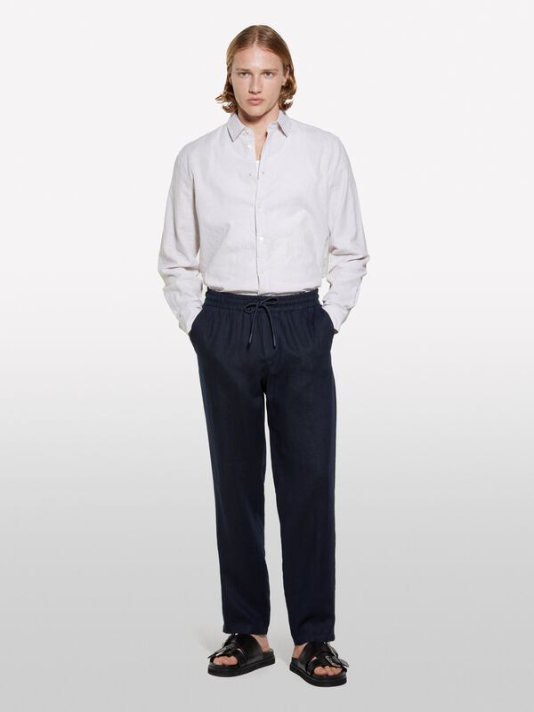 Camicia in misto lino beige Camicia in misto lino beige - camicie regular da uomo | Sisley