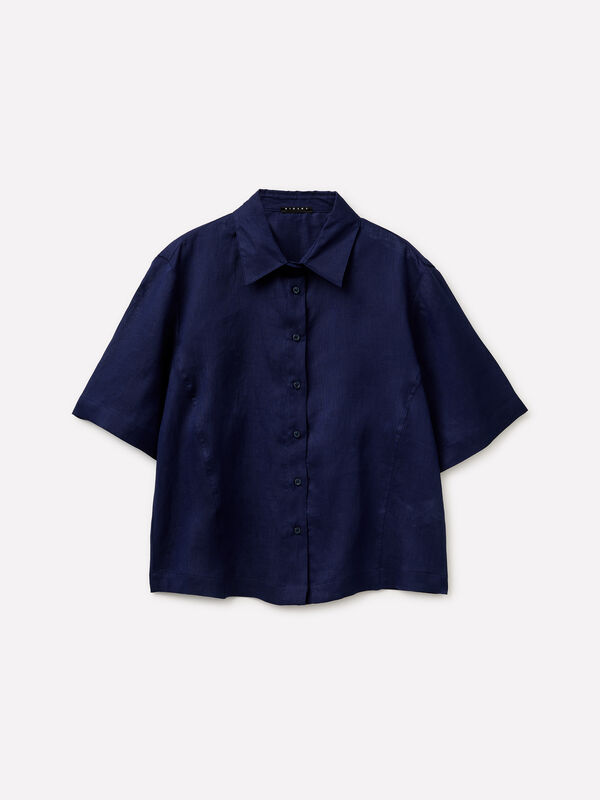 Camicia a manica corta 100% lino - camicie da donna | Sisley