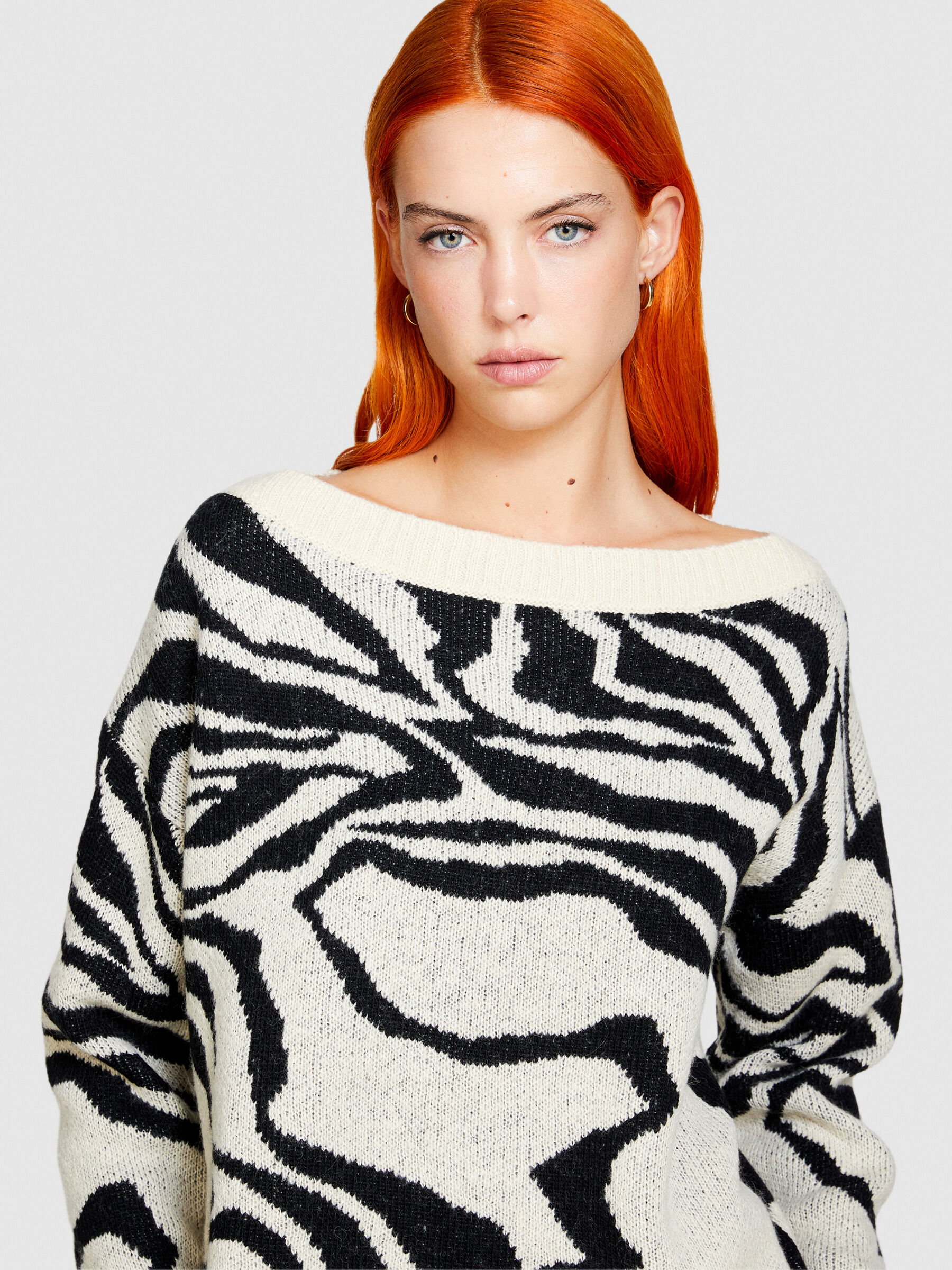 Maglia zebrata Bianco Panna Donna Sisley