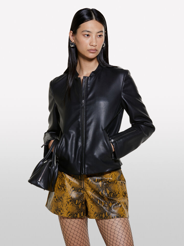 Uomo Sisley Sisley Giacca Pelle Leather Jacket Giubbotto Sisley