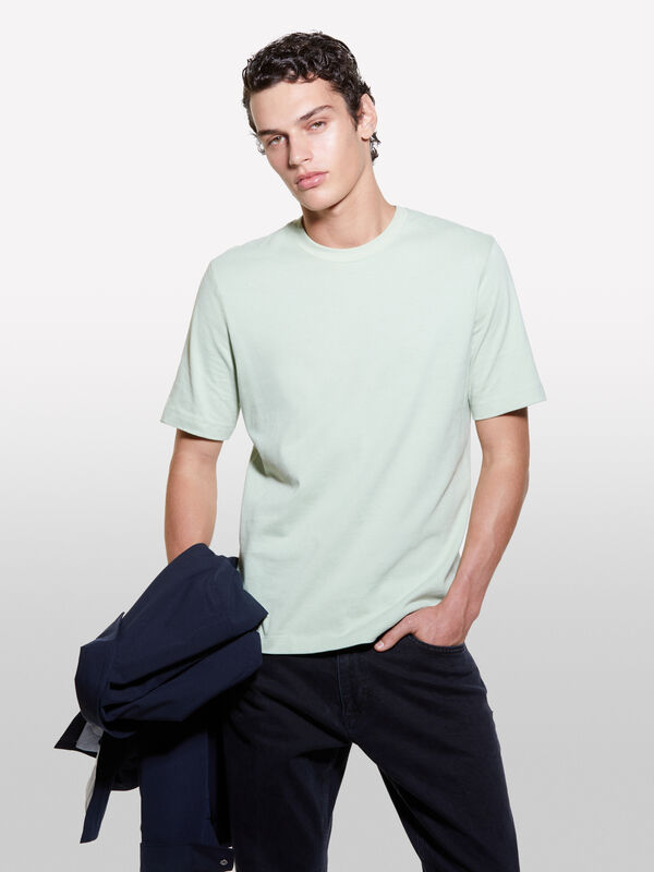 T-shirt verde chiaro 100% cotone bio - t-shirt a manica corta da uomo | Sisley