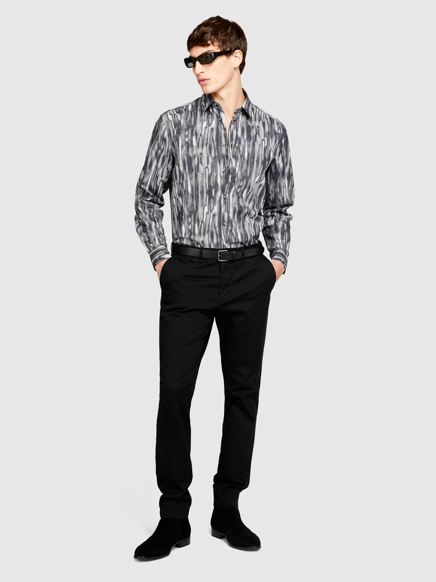 Camicia stampata Nero Uomo Sisley