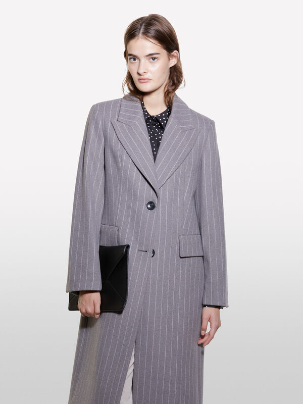 Cappotto gessato grigio chiaro - cappotti da donna | Sisley