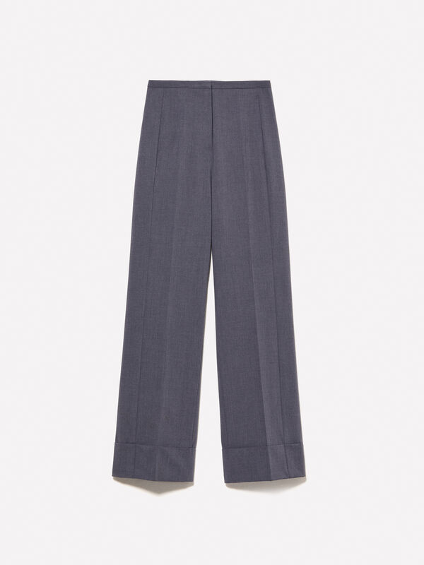 Pantaloni grigio scuro con maxi risvolto - pantaloni regular da donna | Sisley