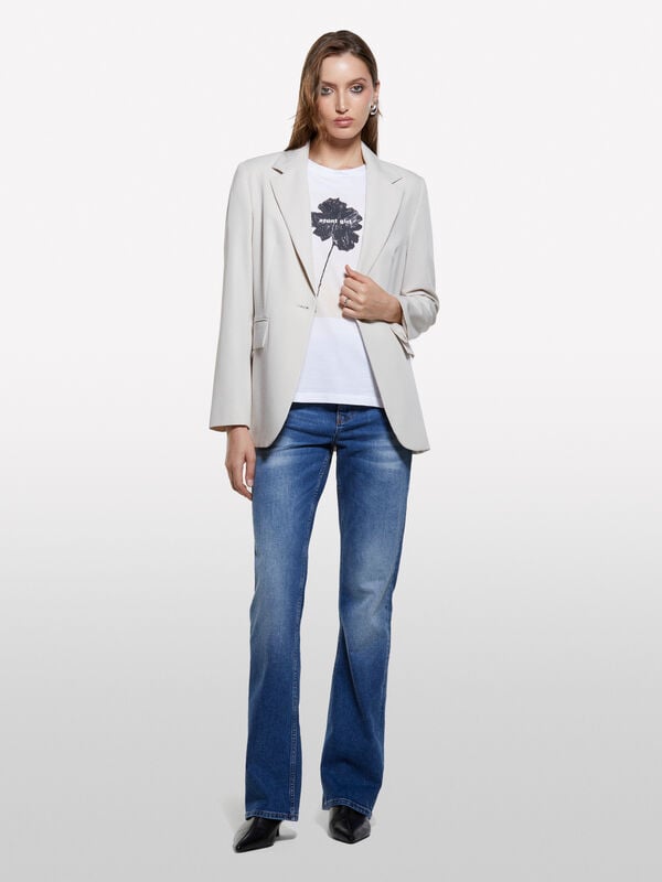 T-shirt bianca con stampa fiore T-shirt bianca con stampa fiore - t-shirt a manica corta da donna | Sisley