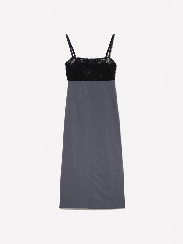Vestito bustier grigio con tulle - vestiti midi da donna | Sisley