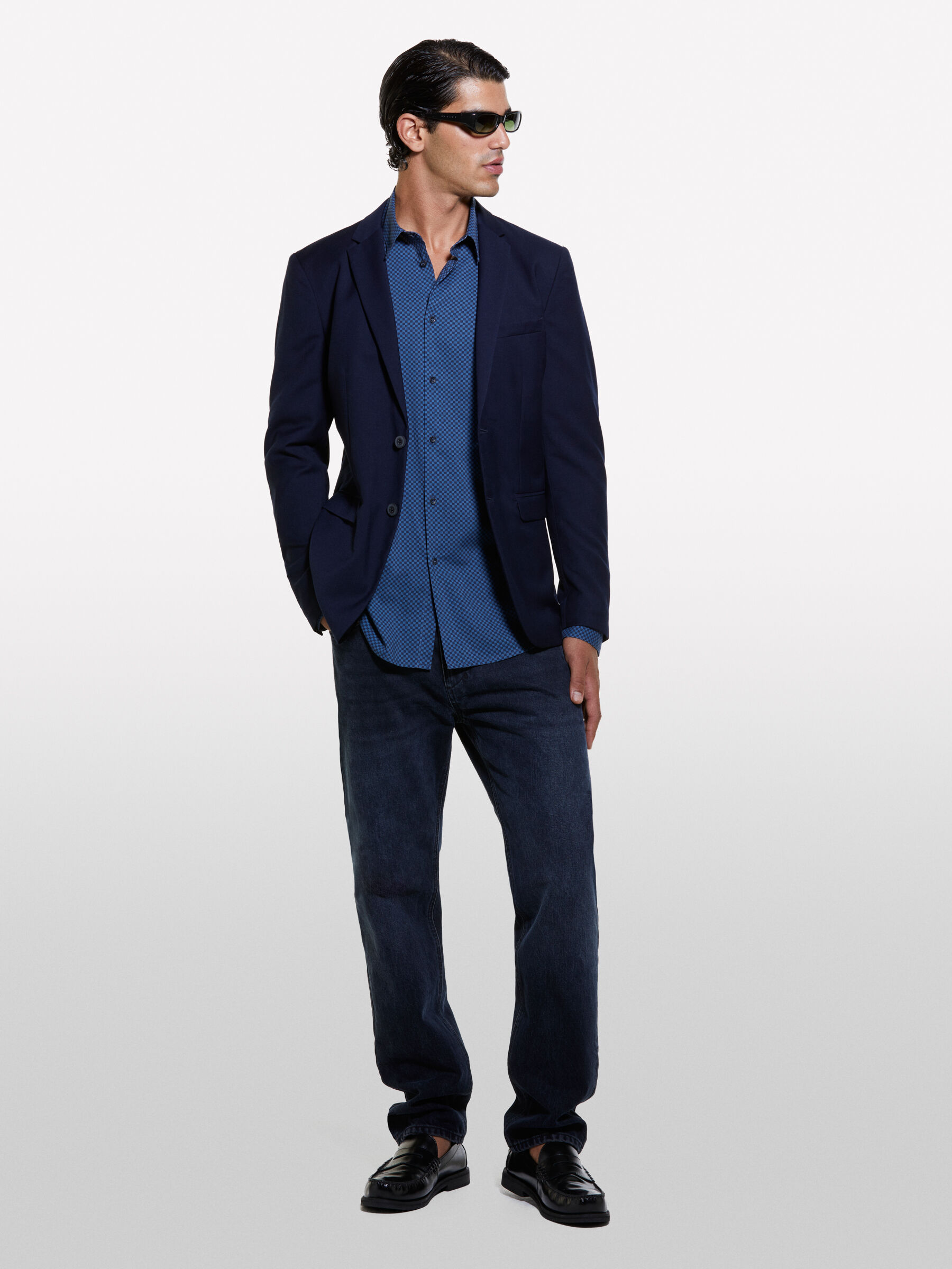 Camicia blu scuro micro fantasia Blu Scuro Sisley