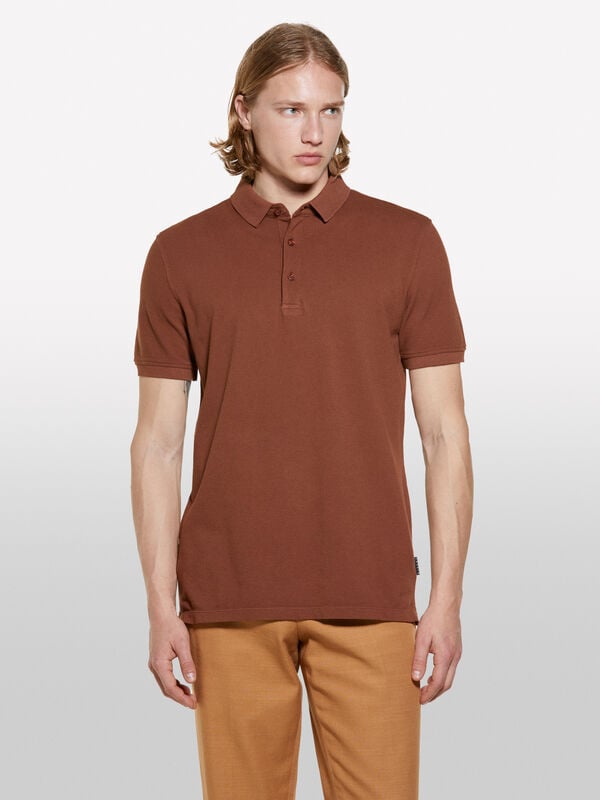 Polo marrone scuro 100% cotone - t-shirt a manica corta da uomo | Sisley