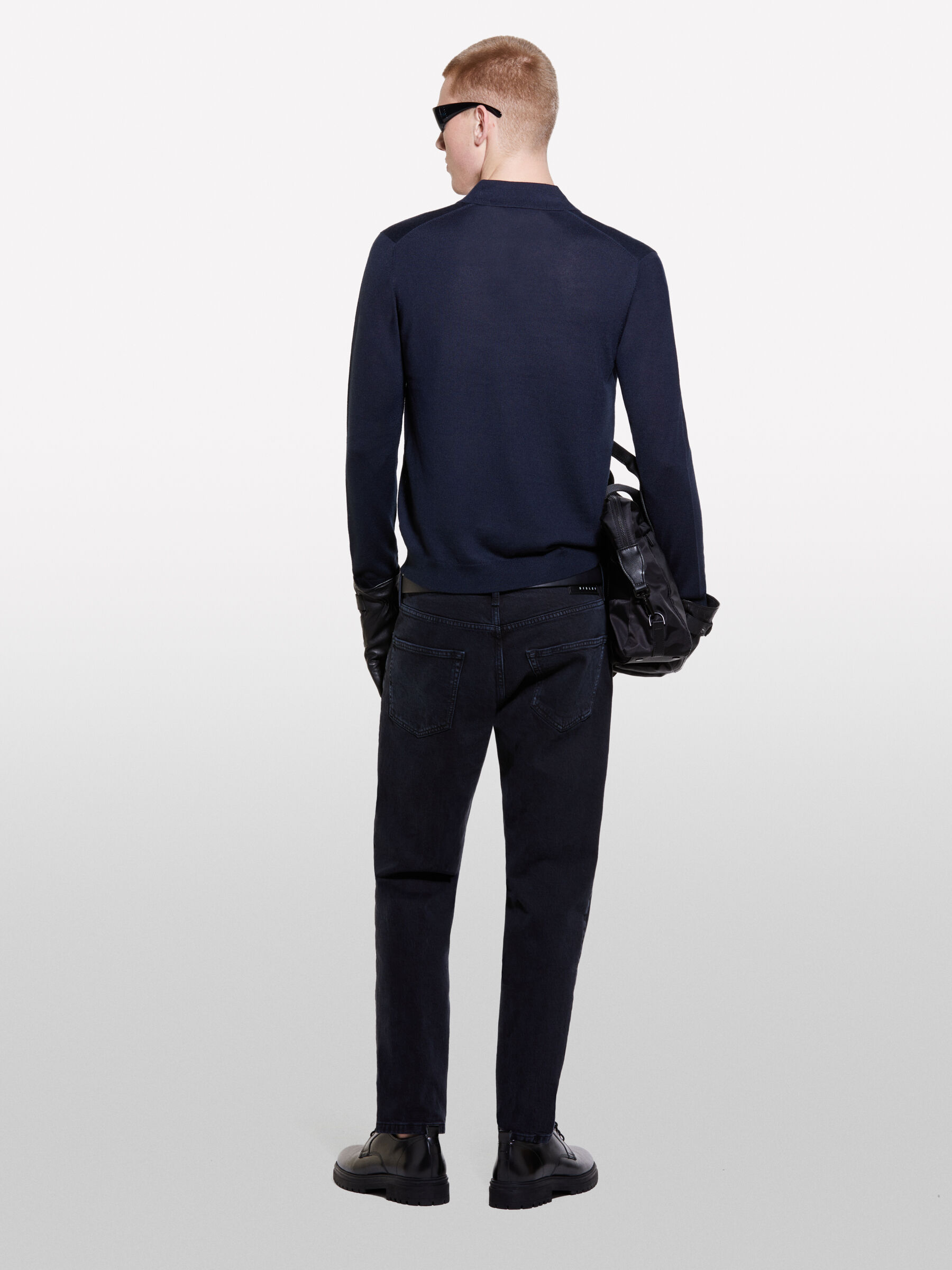 Polo in maglia blu scuro Blu Scuro Sisley