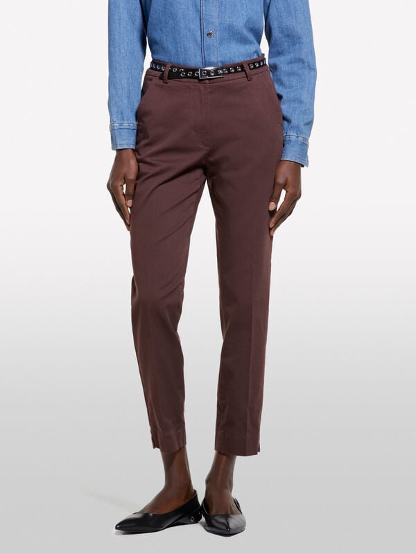 Chino marroni - pantaloni slim-fit da donna | Sisley