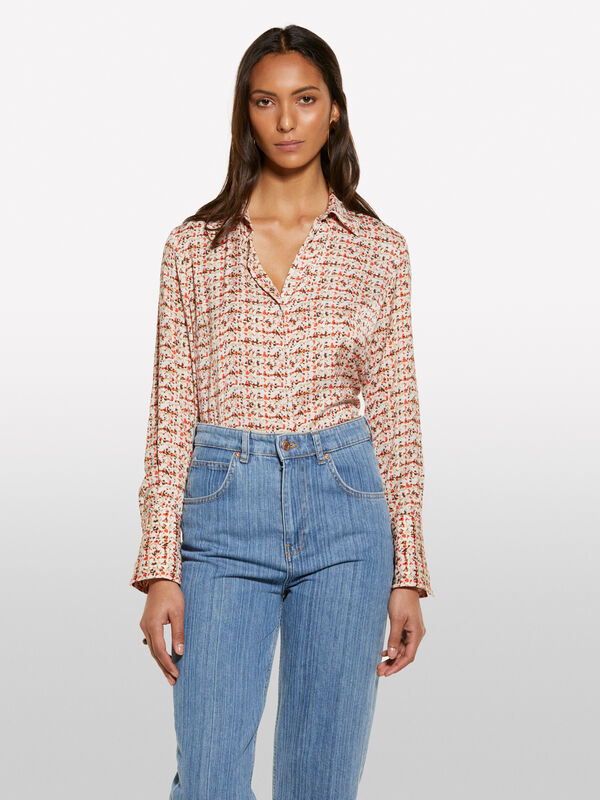 Camicia rosa in satin stampato - camicie da donna | Sisley