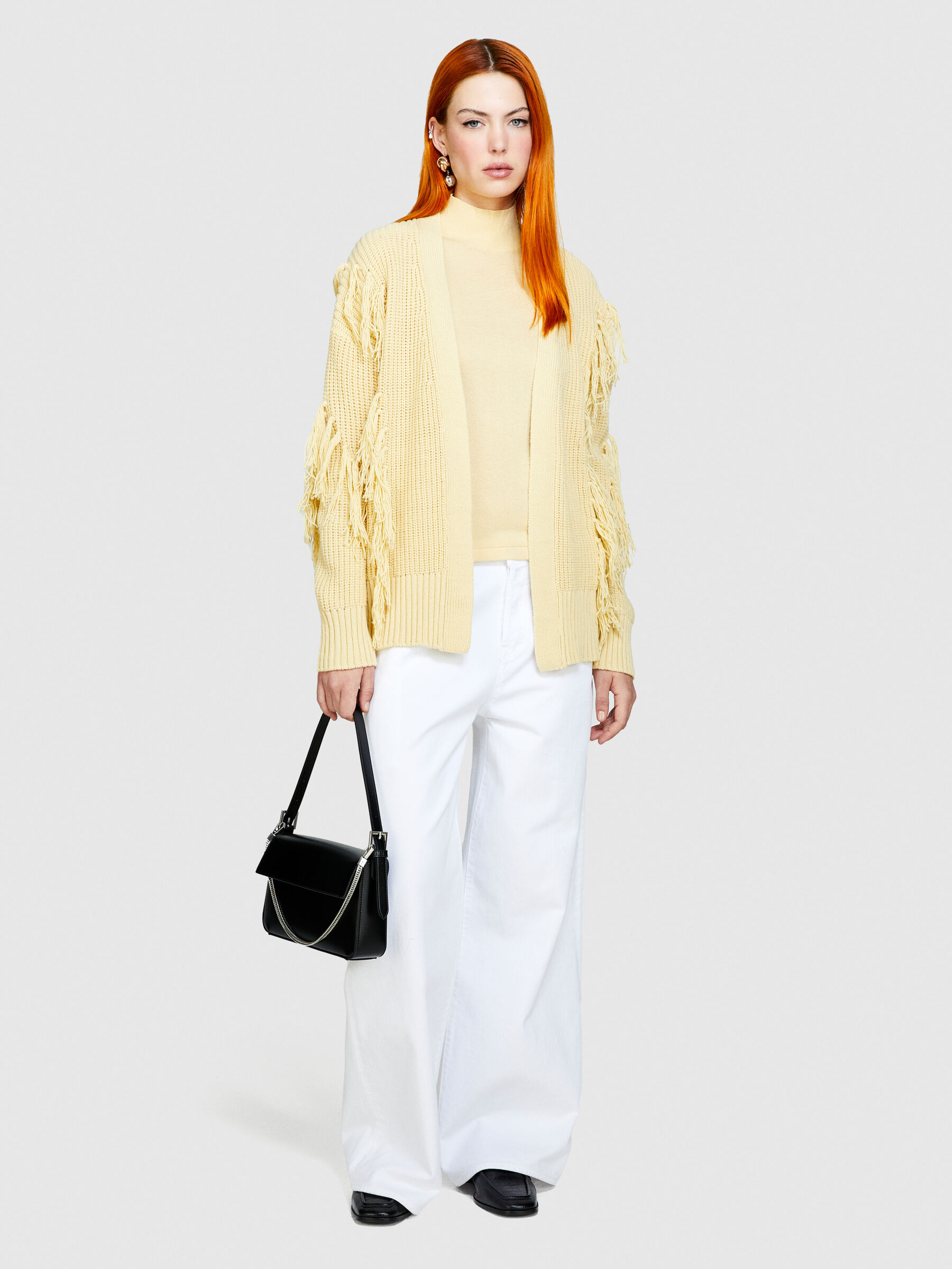 Maxi cardigan con frange outlet
