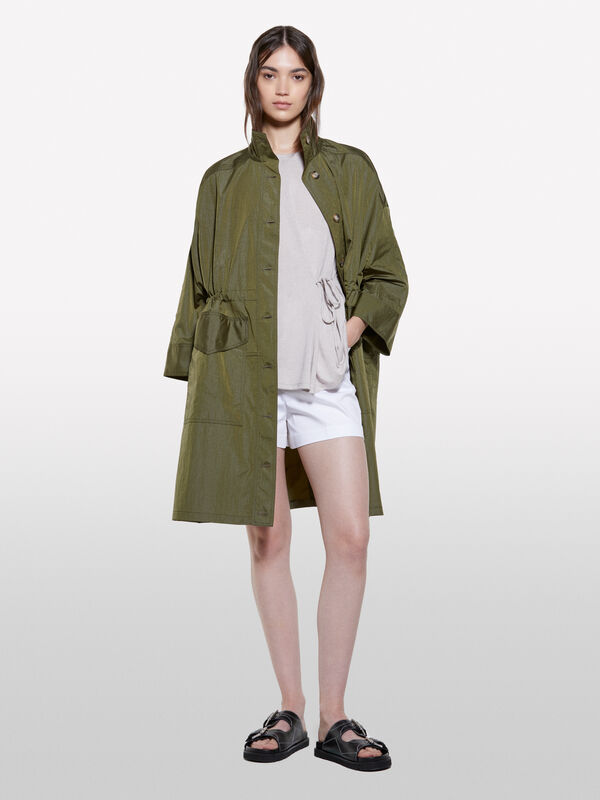 Parka verde militare effetto stropicciato - giacche e giubbotti da donna | Sisley