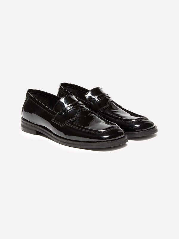Mocassini neri 100% pelle verniciata - scarpe basse donna | Sisley