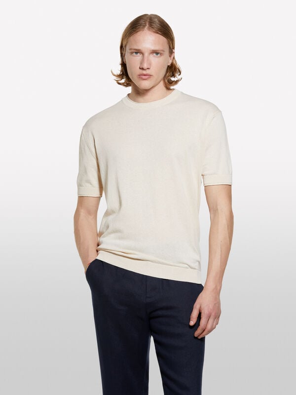 Maglia bianco panna a maniche corte - nuovi arrivi uomo | Sisley