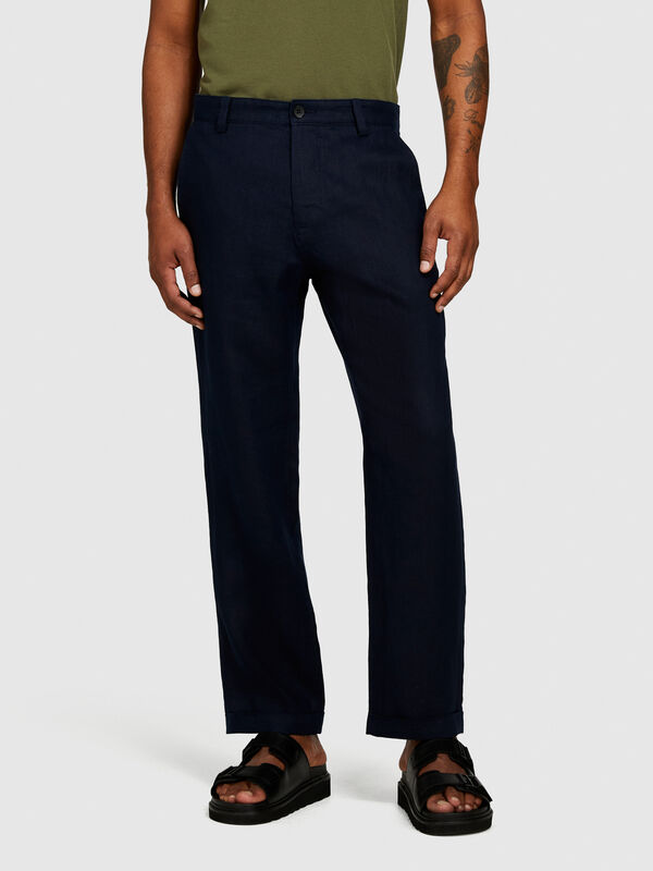 Pantaloni regular fit 100% lino Uomo