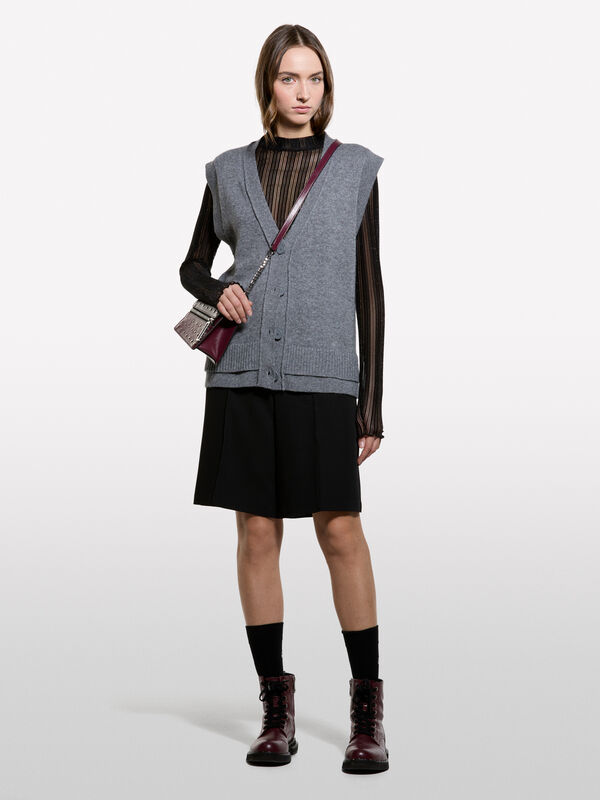 Gilet con doppia costina - maglie scollo a v da donna | Sisley