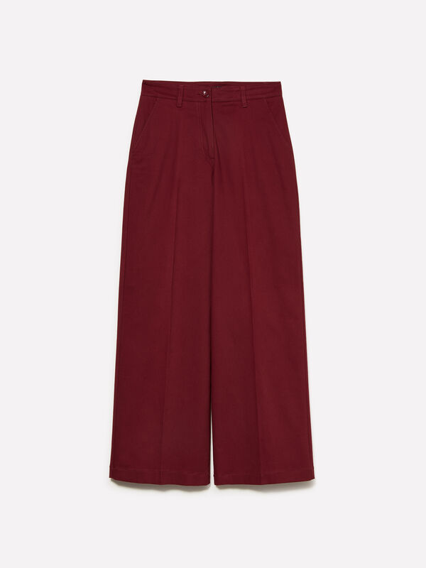 Pantaloni wide fit bordeaux - pantaloni palazzo da donna | Sisley
