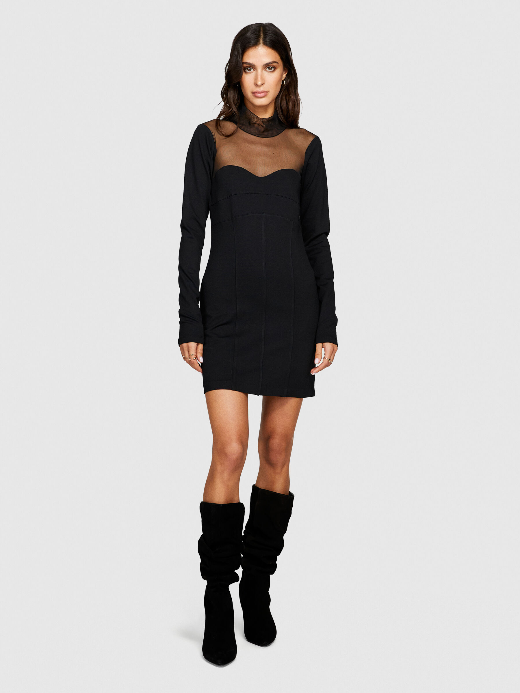 Vestito corto con tulle Nero Donna Sisley