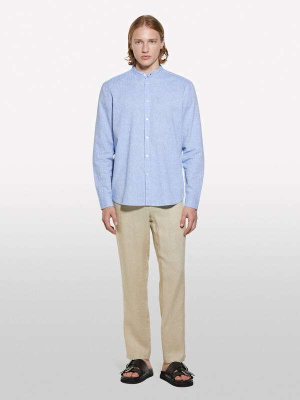 Camicia alla coreana azzurra - camicie regular da uomo | Sisley