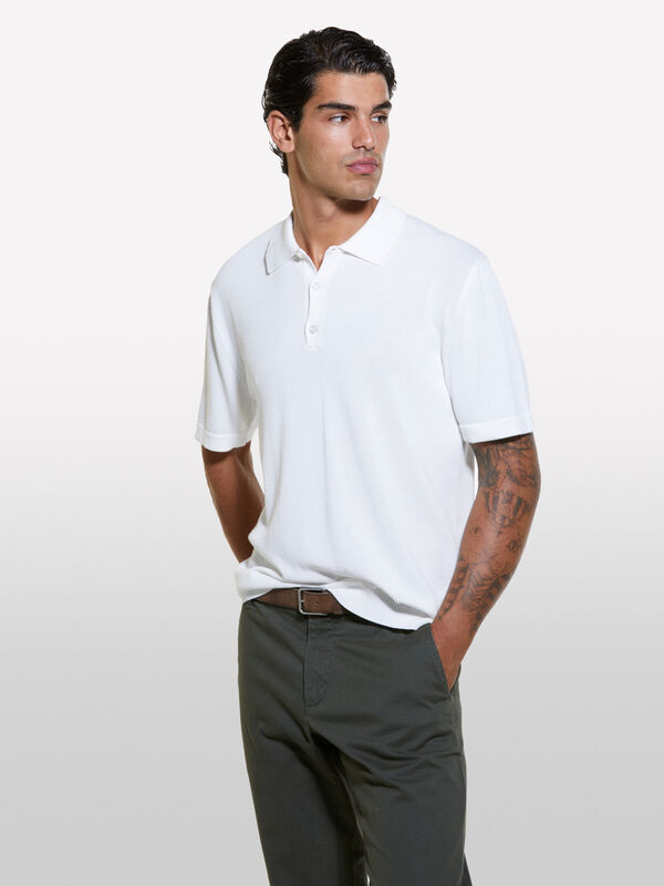 Polo in maglia bianco panna - polo da uomo | Sisley