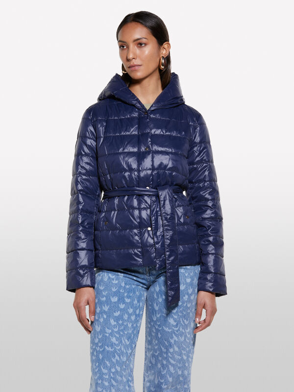 Giubbotto imbottito blu con fusciacca - piumini e giacche imbottite da donna | Sisley
