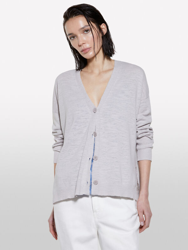 Cardigan grigio in maglia - cardigan da donna | Sisley