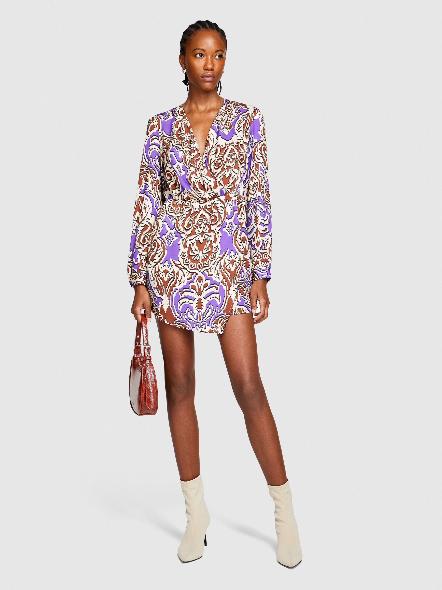 Vestito incrociato in satin Multi color Donna Sisley