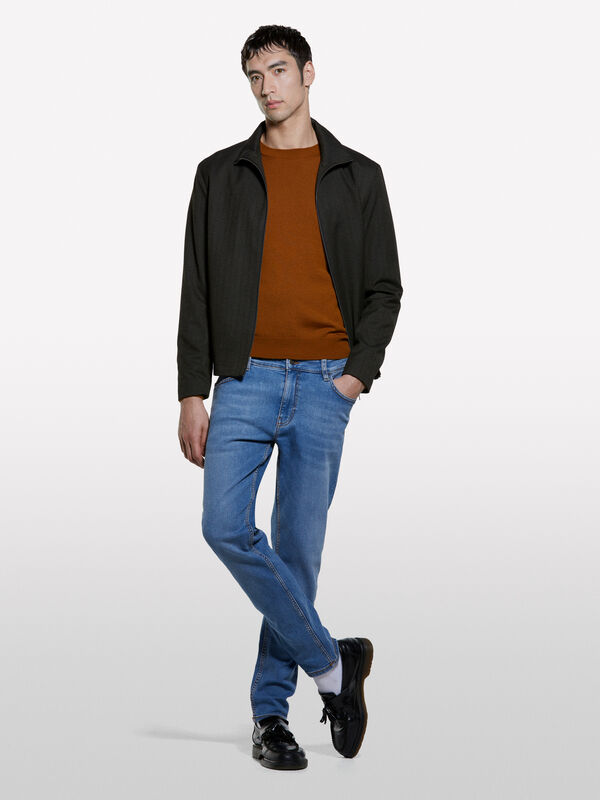 Maglia marrone scuro in misto lana - maglie girocollo da uomo | Sisley