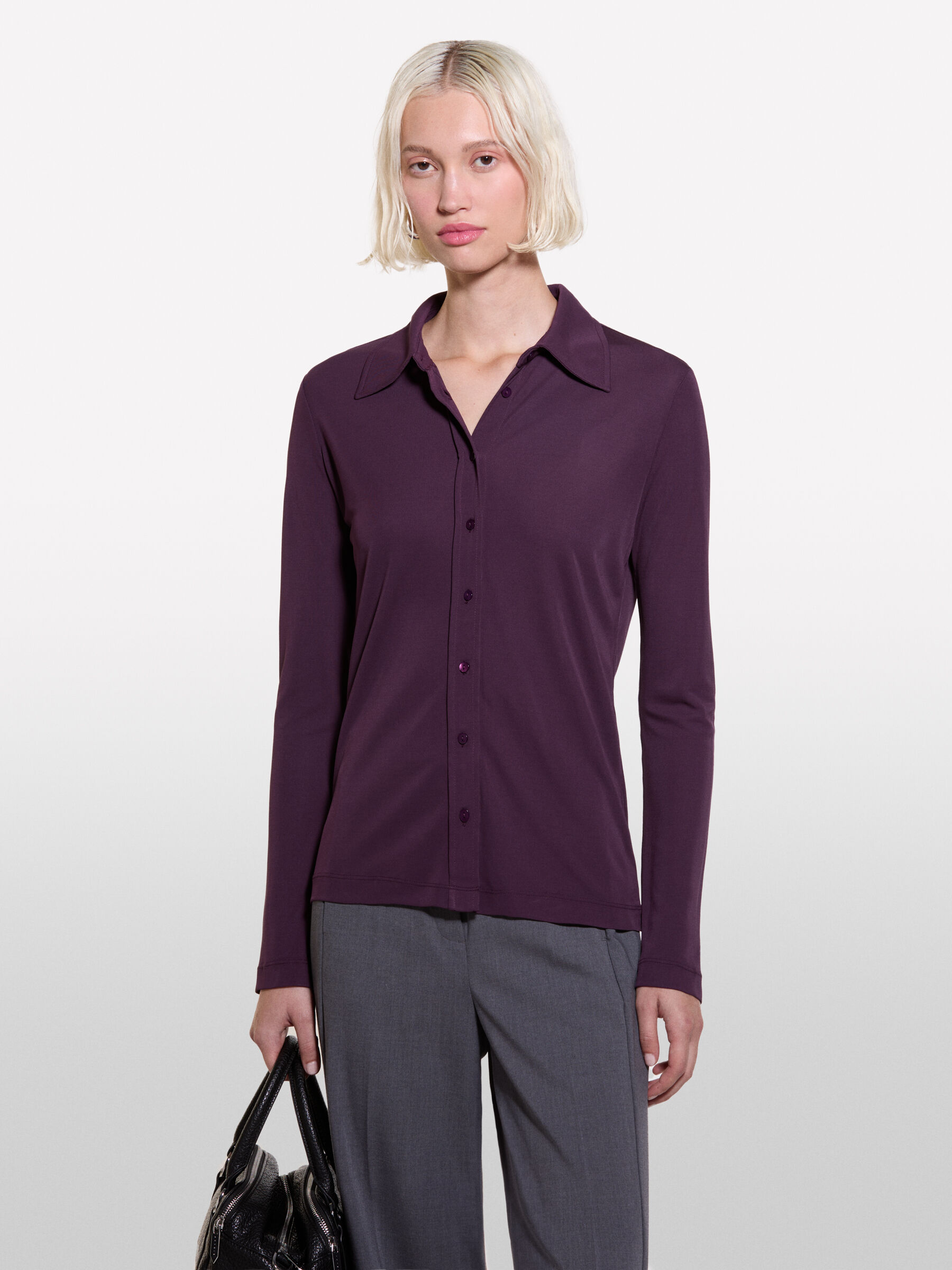 Camicia prugna slim fit Prugna Sisley