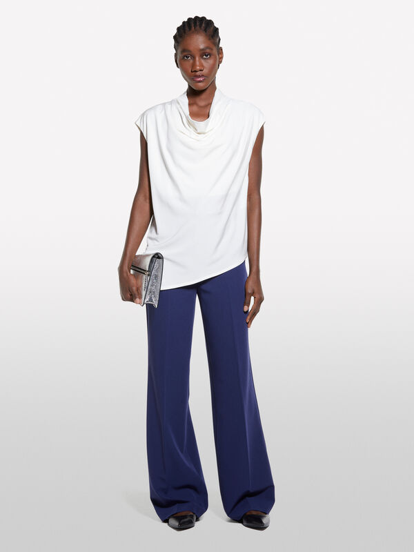 Top bianco panna drappeggiato - bluse da donna | Sisley