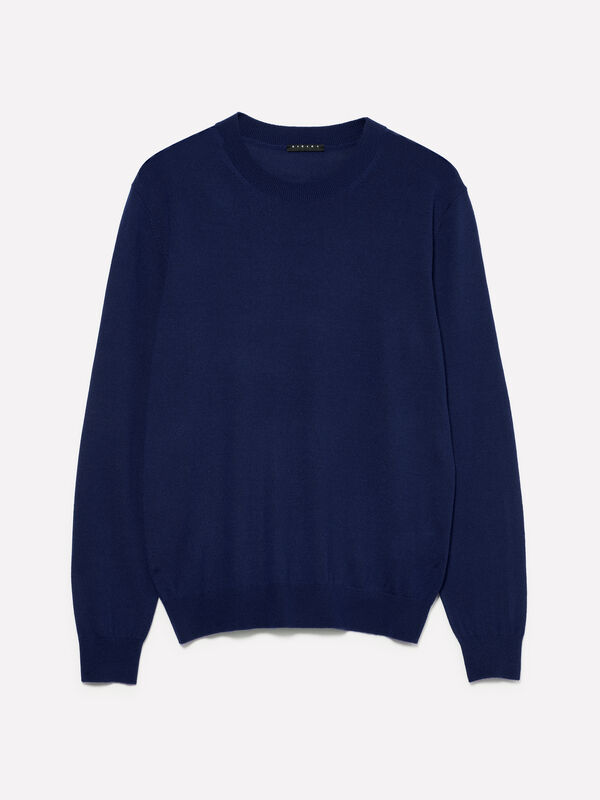 Maglia blu navy in misto lana - maglie girocollo da uomo | Sisley