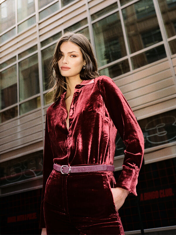 Camicia bordeaux in velluto - camicie da donna | Sisley