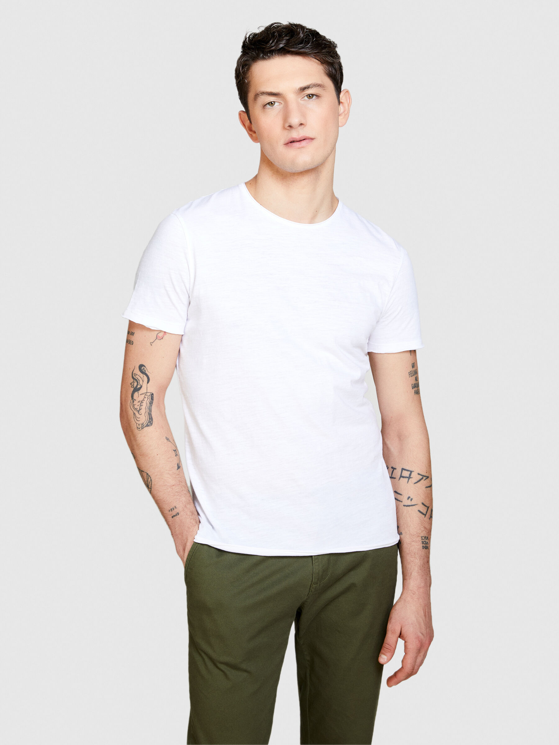 T shirt con taglio a vivo Bianco Uomo Sisley