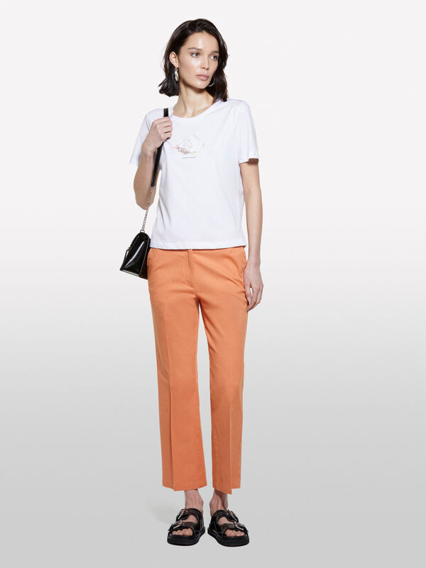 T-shirt bianca con stampa conchiglia - t-shirt a manica corta da donna | Sisley