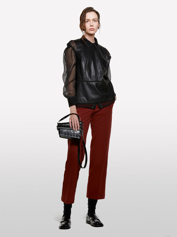 Pantaloni rosso mattone a vita alta - pantaloni regular da donna | Sisley