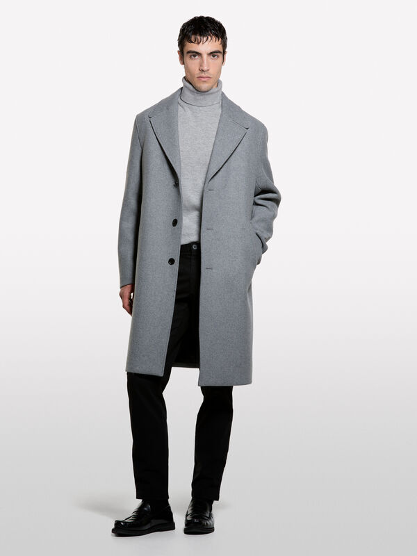 Maglia grigio regular fit con collo alto - maglie collo alto da uomo | Sisley