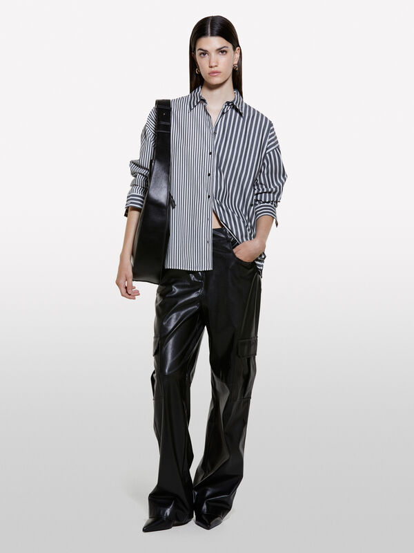 Camicia over a righe grigie e bianche - camicie da donna | Sisley