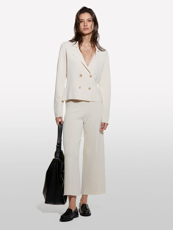 Pantaloni bianchi in maglia - pantaloni regular da donna | Sisley